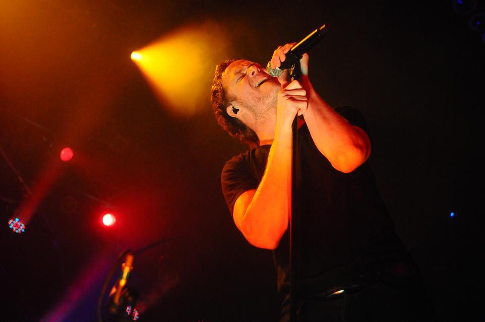 Imagine Dragons frontman Dan Reynolds sings the band’s single “Radioactive” at the House of Blues in Boston on February 25. 