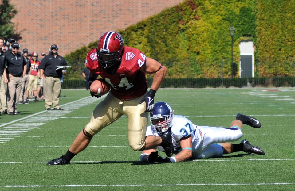 The Ravens’ fourth-round selection of the senior fullback/tight end hybrid was the highest of a Crimson athlete since Isaiah Kacyvenski ’00.
