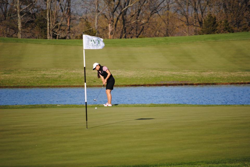 Freshman Christine Lin’s third-round performance helped clinch the Ivy League Championship for the Crimson by one stroke. 