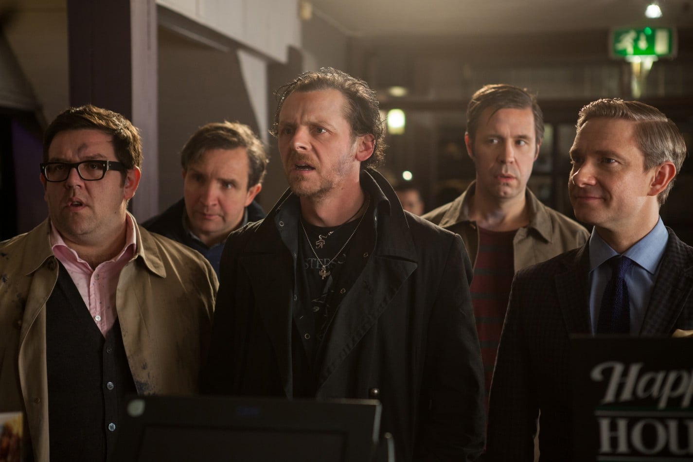 Nick Frost, Eddie Marsan, Simon Pegg, Paddy Considine, and Martin Freeman star in "The World's End."