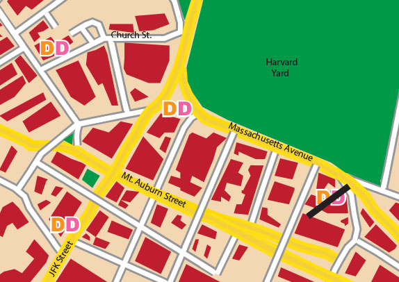 There are currently four Dunkin’ Donuts locations near Harvard Square. According to the Dunkin’ Donuts franchise owner David G. Carvalho, the location on Massachusetts Ave. will close on Sept. 26.