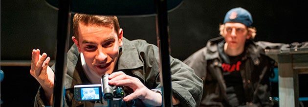 Matthew Bausone and Eric Folks play teenage Columbine shooters in a production of "columbinus" at Paramount/Emerson Black Box theater.