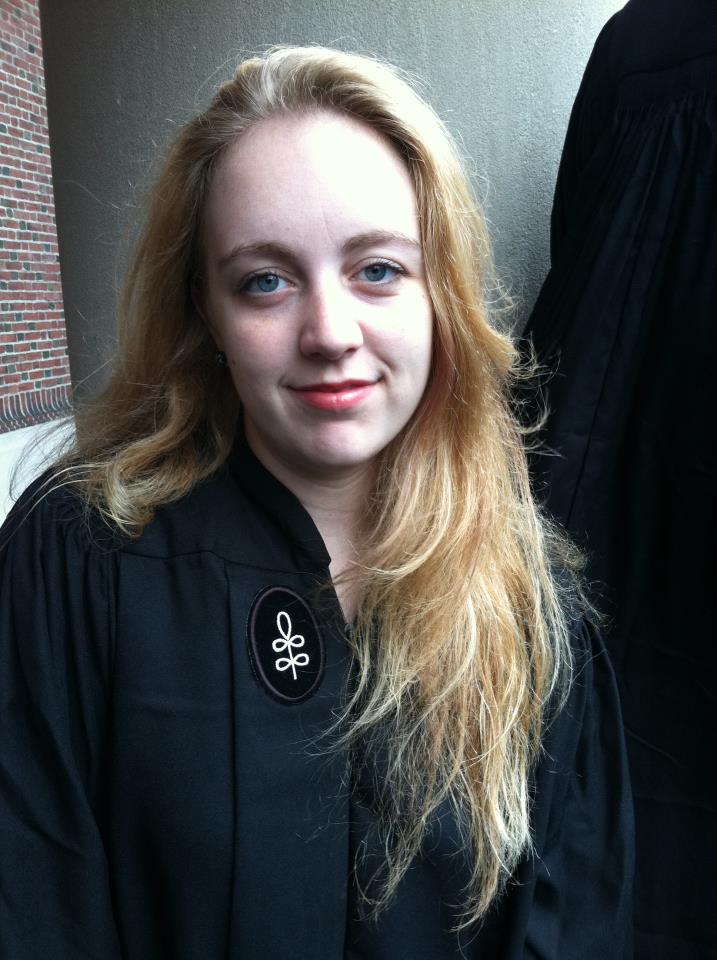 Juliet N. Macchi ’12, pictured just before her Class Picture during the week of her Commencement, was remembered by friends as creative, free-spirited, and fearless. Macchi and her mother died as a result of a car crash Saturday night.