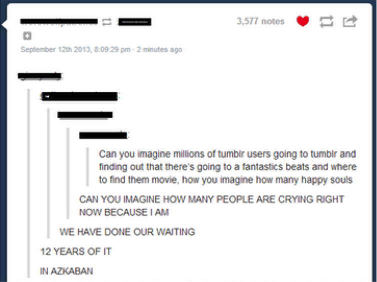 Yes, the lack of tangentially related “Harry Potter” prequels is definitely just as bad as sitting in a prison cell in the middle of the North Sea letting literally soul-sucking creatures drain every happy thought from your mind. 