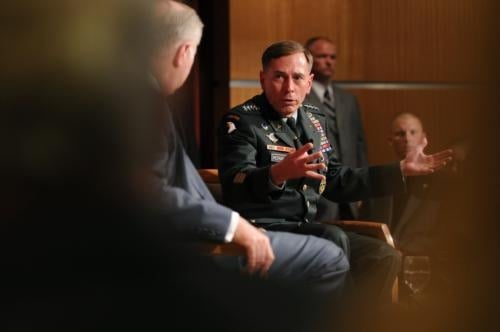 David H. Petraeus speaks before a packed audience at the Institute of Politics in April 2009. Petraeus will return to Harvard as a non-resident senior fellow at the Belfer Center for Science and International Affairs, according to an HKS spokesperson.