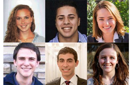 From left to right, top to bottom, Rhodes Scholarship winners Elizabeth H. Byrne ’14, Alexander J. Diaz ’14, Aurora C. Griffin ’14, Andrew S. Lea ’14, Paolo P. Singer ’14, and Katherine E. Warren ’13.