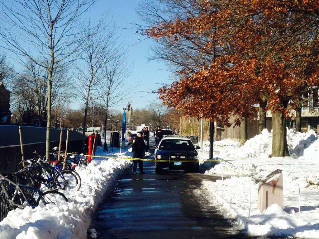 Police have blocked off the entrance into the Science Center Plaza between Annenberg Hall and the Plaza.