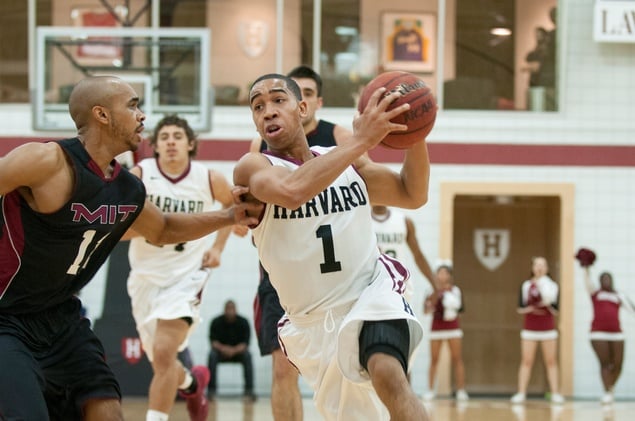 Sophomore point guard Siyani Chambers, shown here in earlier action this year, missed only one of 10 field goal attempts in Harvard's 74-68 win over Vermont.