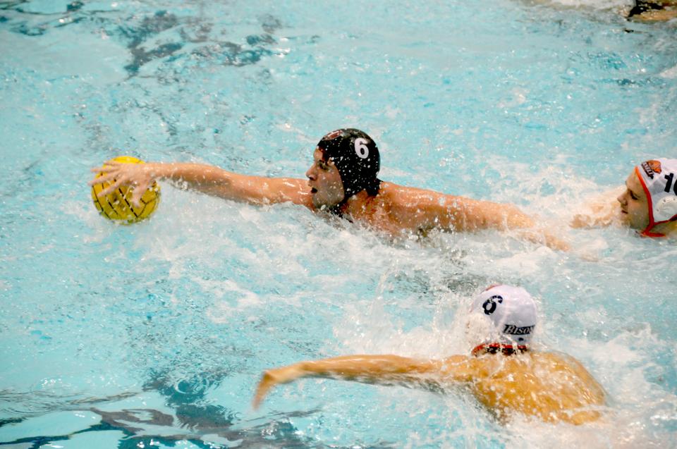 Junior 2-meter Ben Zepfel, shown above in previous action, notched four goals on Sunday to lead Harvard past Bucknell. The team went 3-0 on the weekend. 
