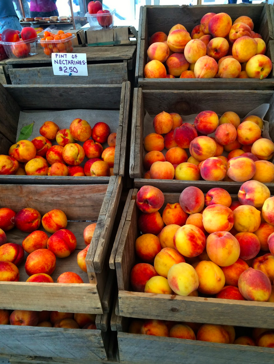 You rarely see nectarines in the dining halls, so take advantage of their ready availability at the farmers' market! They’re currently at the end of their growing season, so get them while you can. I buy these to eat plain, or to top on yogurt.