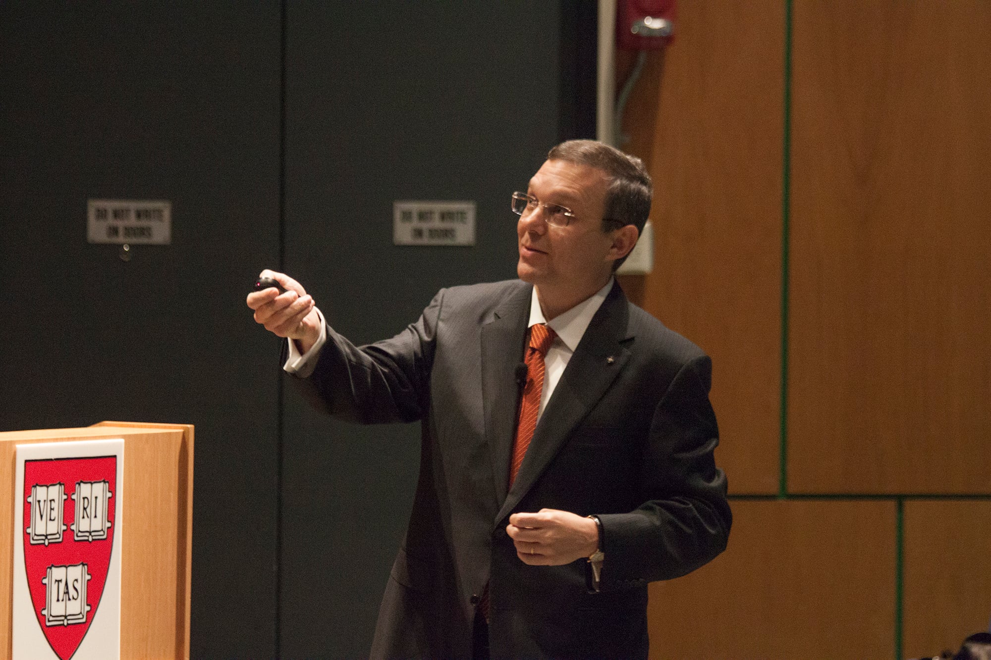 Dr. Abraham A. Loeb, the chair of the Harvard Astronomy department, describes the possibility of discovering extraterrestrial life on Tuesday evening in the Science Center.