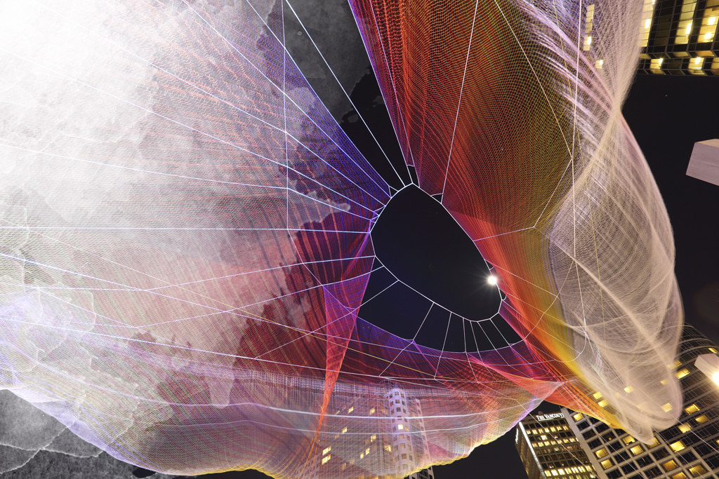 One of Janet Echelman's string sculptures. 