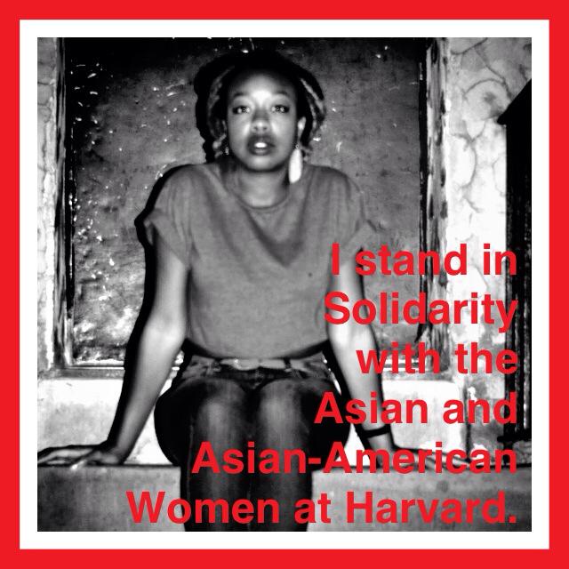 Black students posted new Facebook profile pictures with an overlay captioned, “I stand in solidarity with the Asian and Asian-American Women at Harvard.”