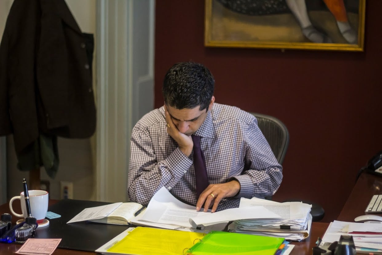 Dean of the College Rakesh Khurana in his office in October 2014.