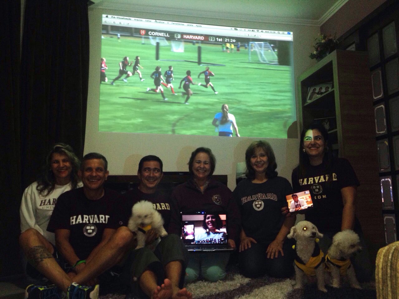 The Pereira family gathers each week in Curitiba, Brazil to watch Taciana play rugby a continent away. 