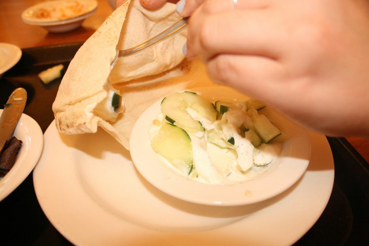 Spread mixture in opened pita