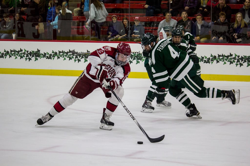 Junior forward Jimmy Vesey brought his season goal total into double digits in Harvard's wins against RPI. 