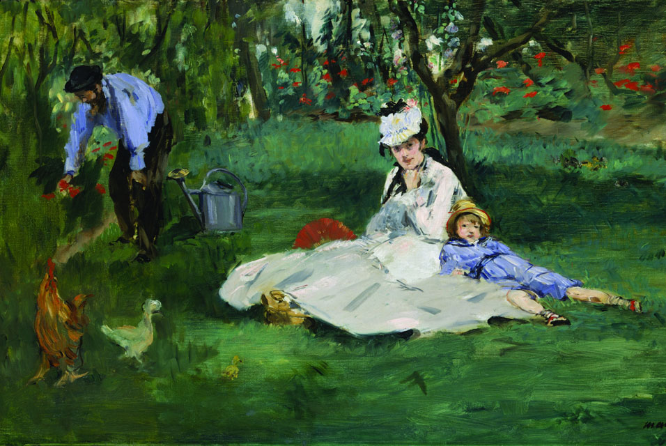 Édouard Manet, "The Monet Family in Their Garden at Argenteuil." The Met in New York loaned this painting to the MFA, Boston, after the Boston Bombing. 