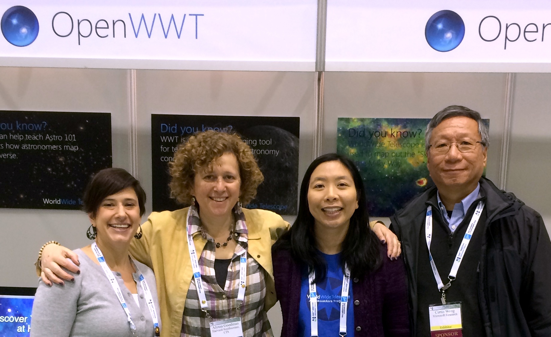 Pictured from left to right: Erin Johnson, Alyssa A. Goodman, Patricia S. Udomprasert, and Curtis Wong at the 2015 annual meeting of the American Astronomical Society in Seattle.
