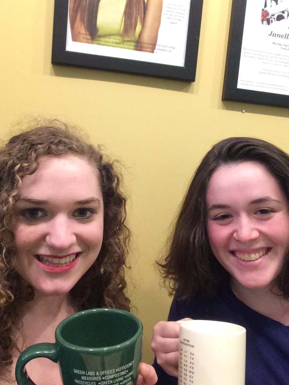 Lily (left) and Sofia (right) posing with some mugs! 