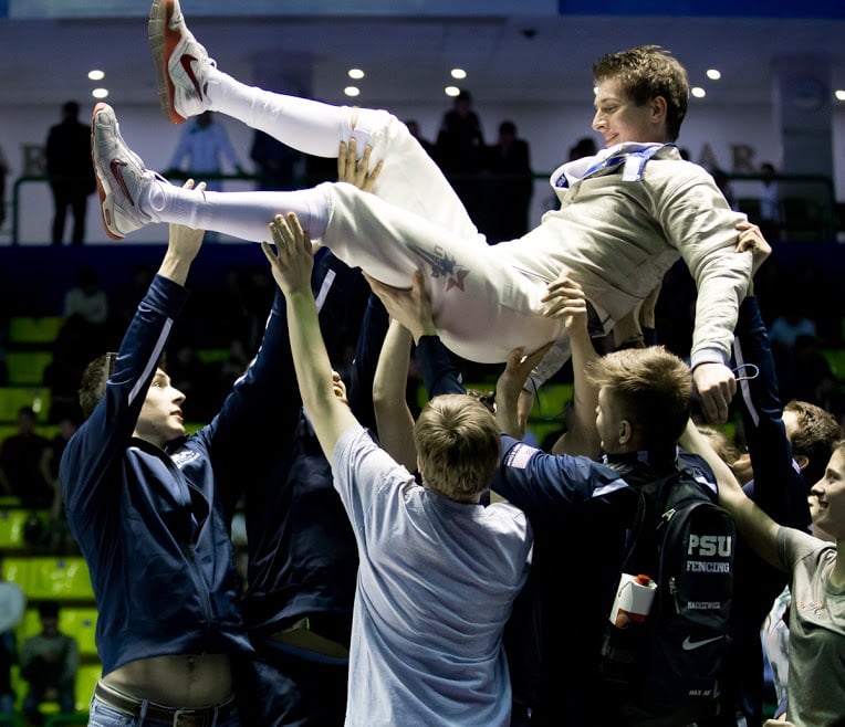 Dershwitz seen celebrating at the 2015 Junior World Championships in Tashkent, Uzbekistan, will represent the US in the men's individual sabre. The Crimson fencer is ranked 12th in the world and is the top-ranked American.