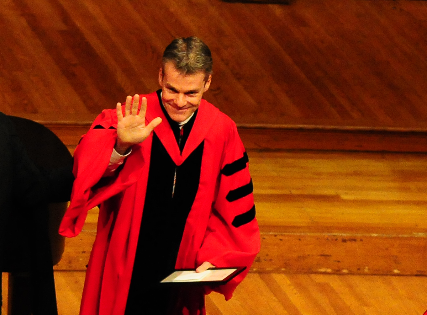 Stephen Blyth, pictured at the Phi Beta Kappa Literary Exercises in 2013, assumed the role of president and chief executive officer of Harvard Management Company in January.