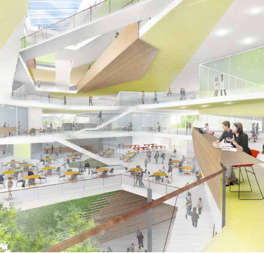 A rendering of the new School of Engineering and Applied Sciences complex's planned interior atrium, which will have access to Western Avenue.