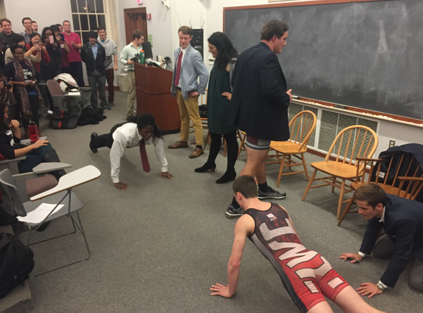 A casual push-up contest during the UC debate. 