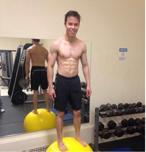 Garrett M. Lam '16 on a Swiss ball