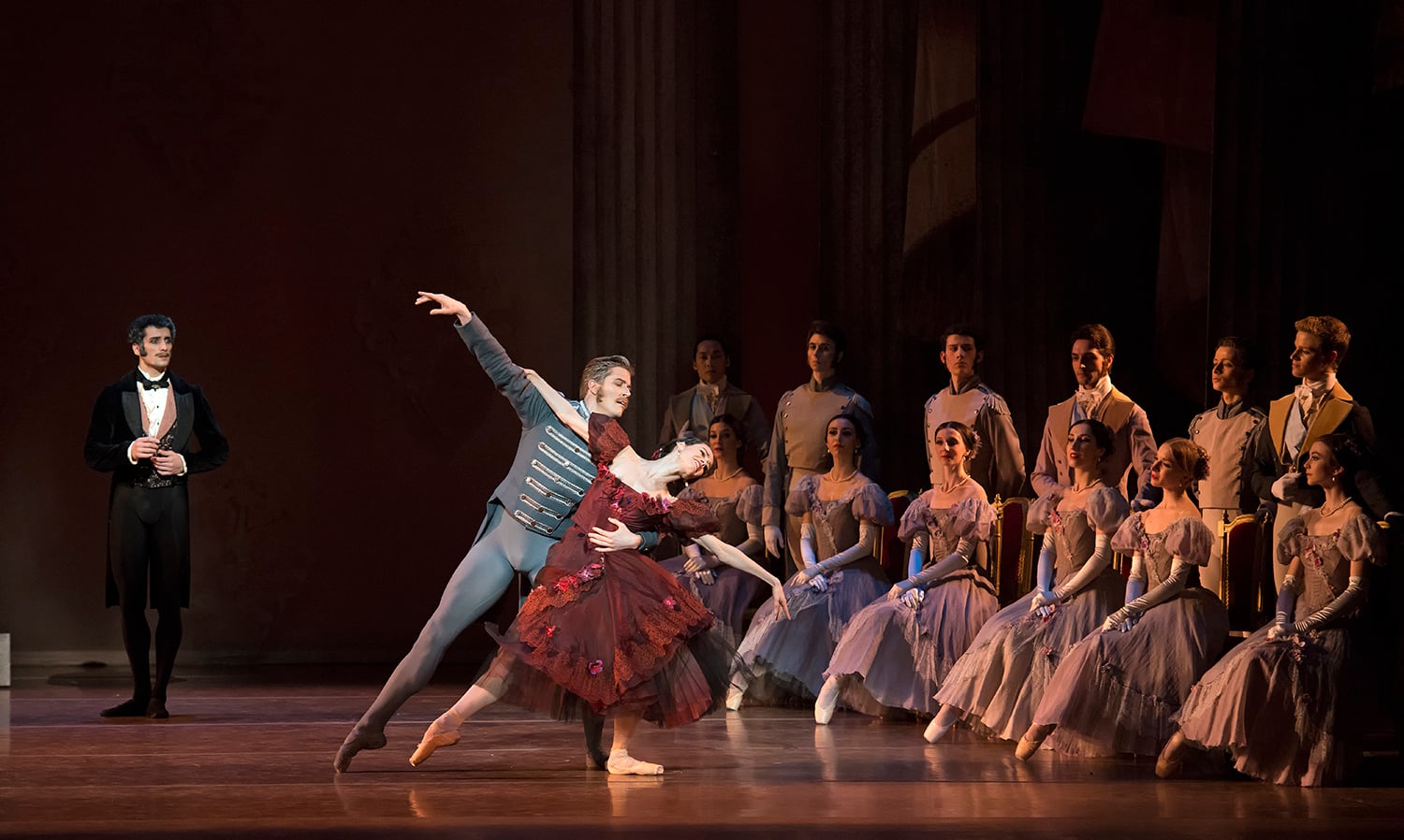 Bo Bosby and Petra Conti perform in Onegin, choreographed by  John Cranko, which runs through March 6 at the Boston Ballet. 