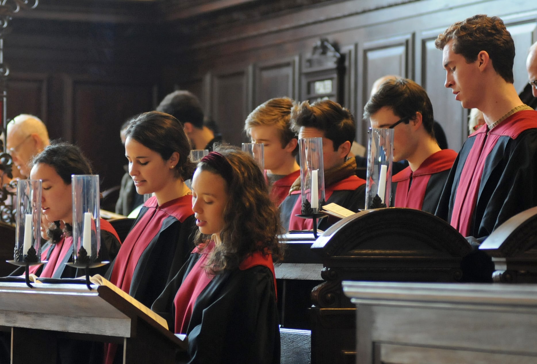 Harvard students sing hymns Monday morning before starting the special morning prayers held this week in preparation for the 3rd Annual LGBTQ Conference at Harvard.