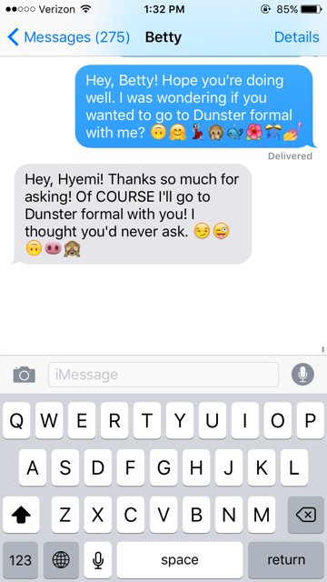 Send some cute emojis to ~casually~ ask your date to formal!