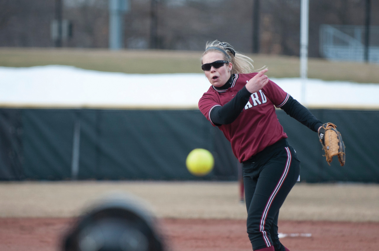 After freshman Sarah Smith left the mound in the middle of a fifth-inning jam on Thursday, junior Taylor Cabe, pictured in action last March, provided 3.2 innings of relief, allowing one run and striking out five.