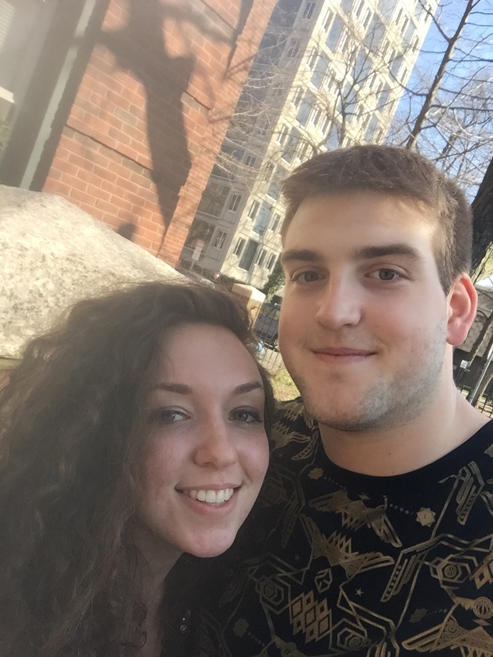 Angelina (left) and Mark (right) snap a cute selfie!