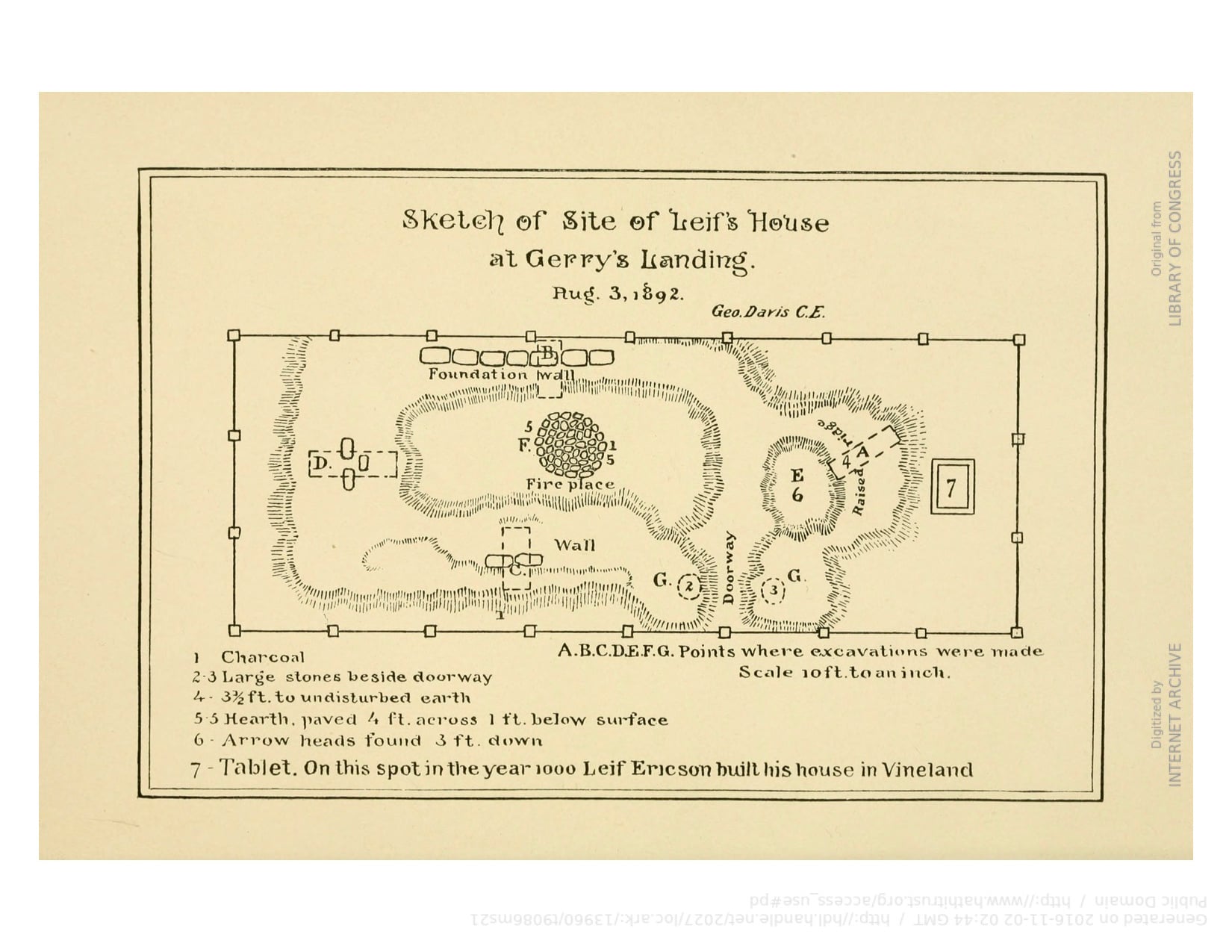 Horsford’s plan of Leif Erikson’s house, theoretically located on Memorial Drive in Cambridge, from Elizabeth Shepard’s "Guidebook to Norumbega and Vineland," published in 1893.