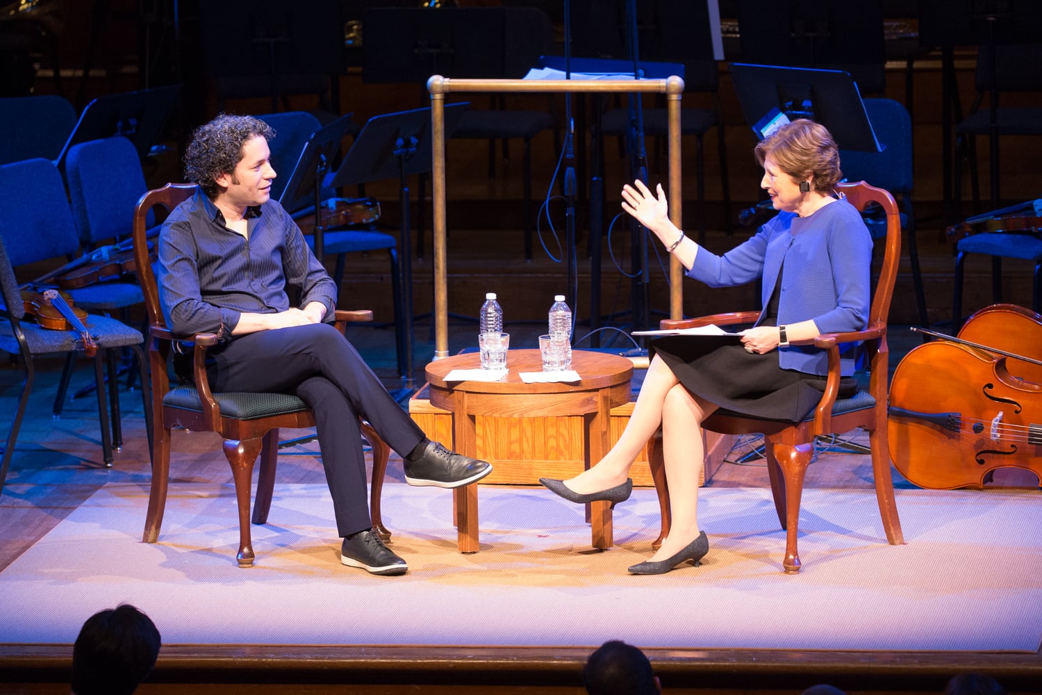 Gustavo Dudamel and Deborah Borda of the Los Angeles Philharmonic Orchestra discuss the role of the orchestra in the twenty-first century during their visit to Harvard last Monday.  