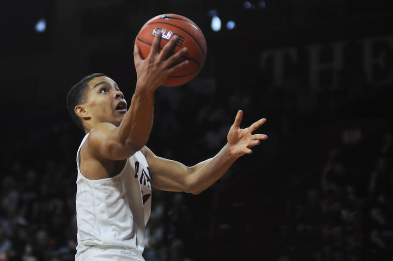 Freshman guard Bryce Aiken had the hot hand against the Bulldogs, notching 28 points—a career-high.