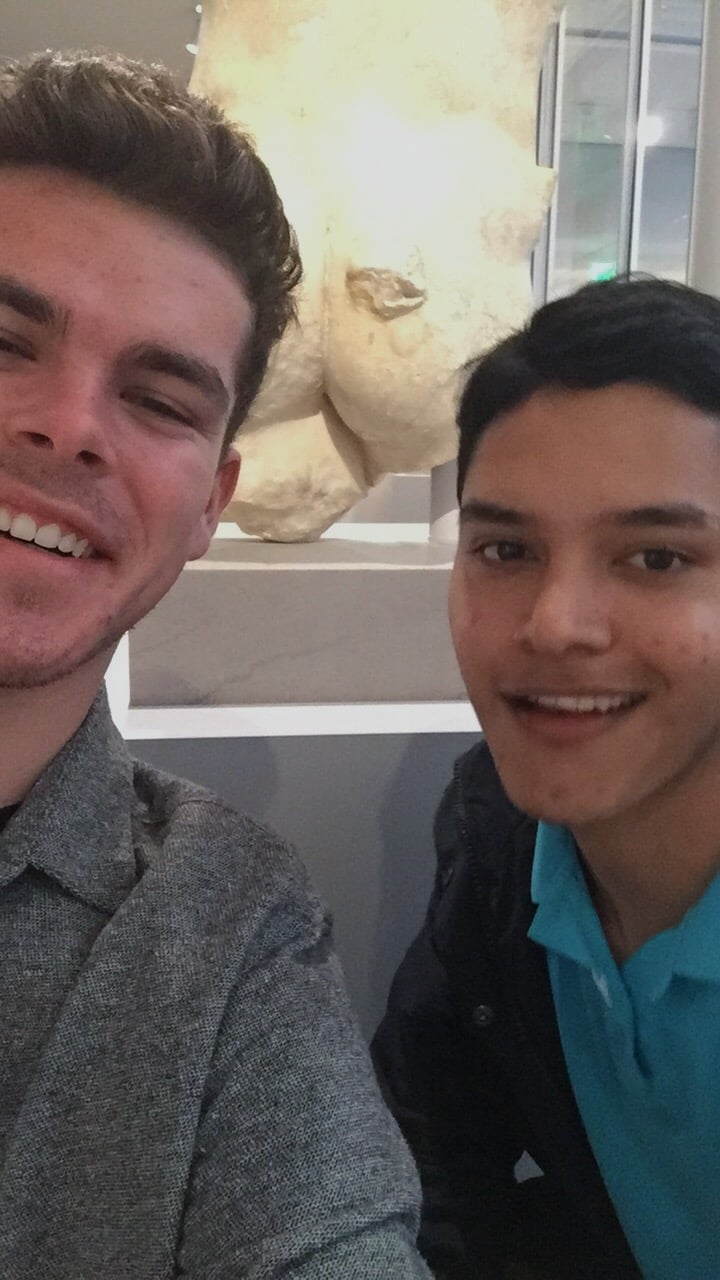 Russell Reed '20 and Angel Navidad '20 pose for a selfie. 