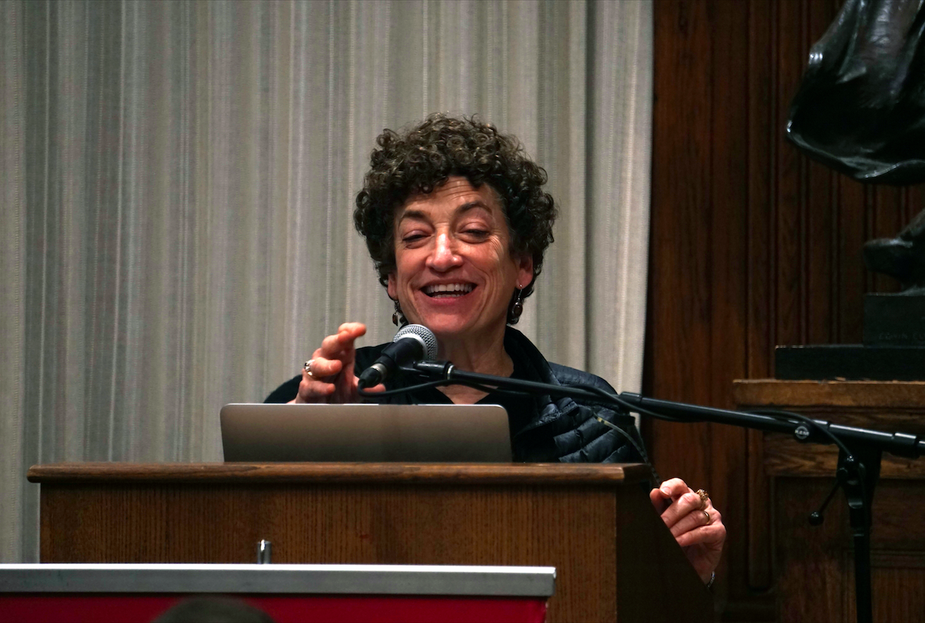 Naomi Oreskes, professor of history of science, discusses the history of scientific naysayers and how history is repeating itself with Trump’s climate change policies on Wednesday evening in the Barker Center.