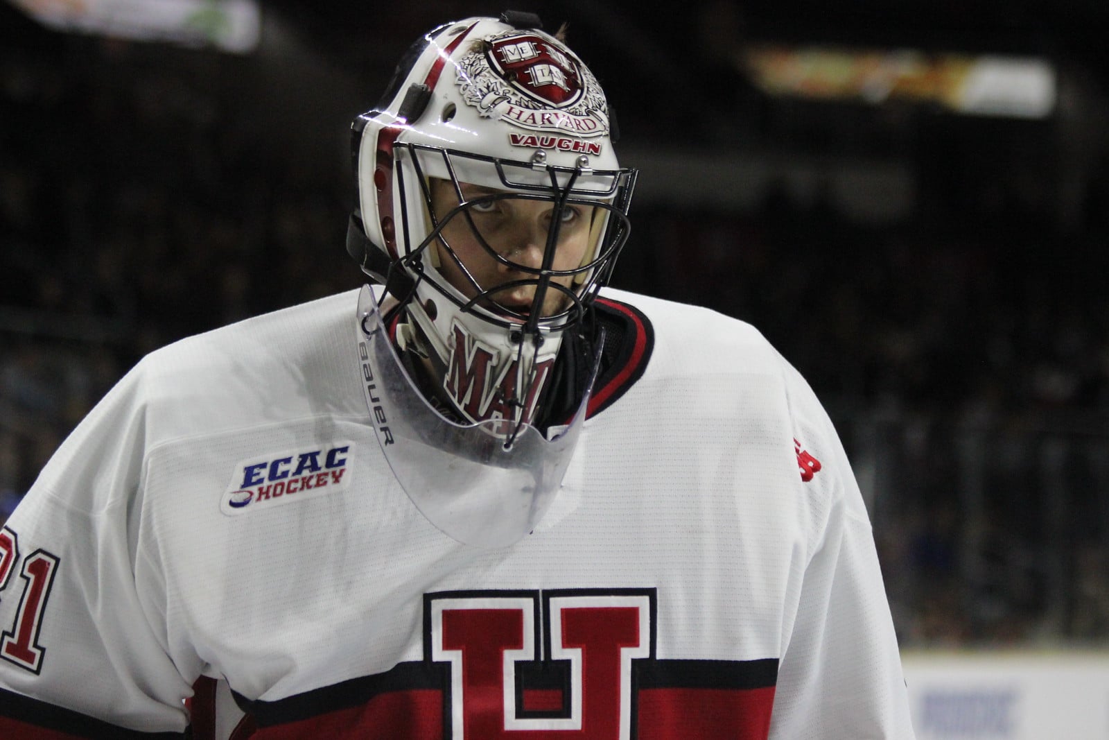 Crimson tri-captain and net-minder Merrick Madsen is ready to start the long road back to the Frozen Four.