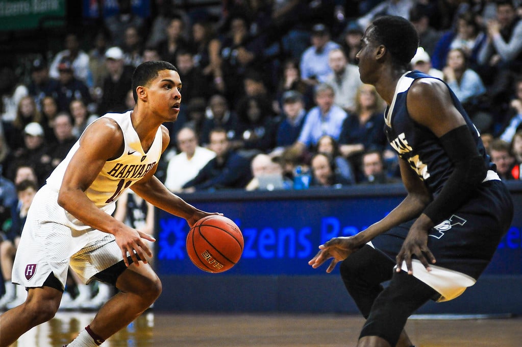 Sophomore guard Bryce Aiken, who averaged 14.5 points as the Crimson's leading scorer last season, will be an important offensive threat for Amaker this season.