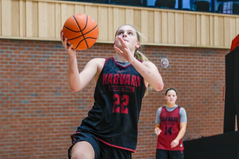 Freshman forward Maddie Stuhlreyer is now Harvard's tallest player, standing at 6'5".