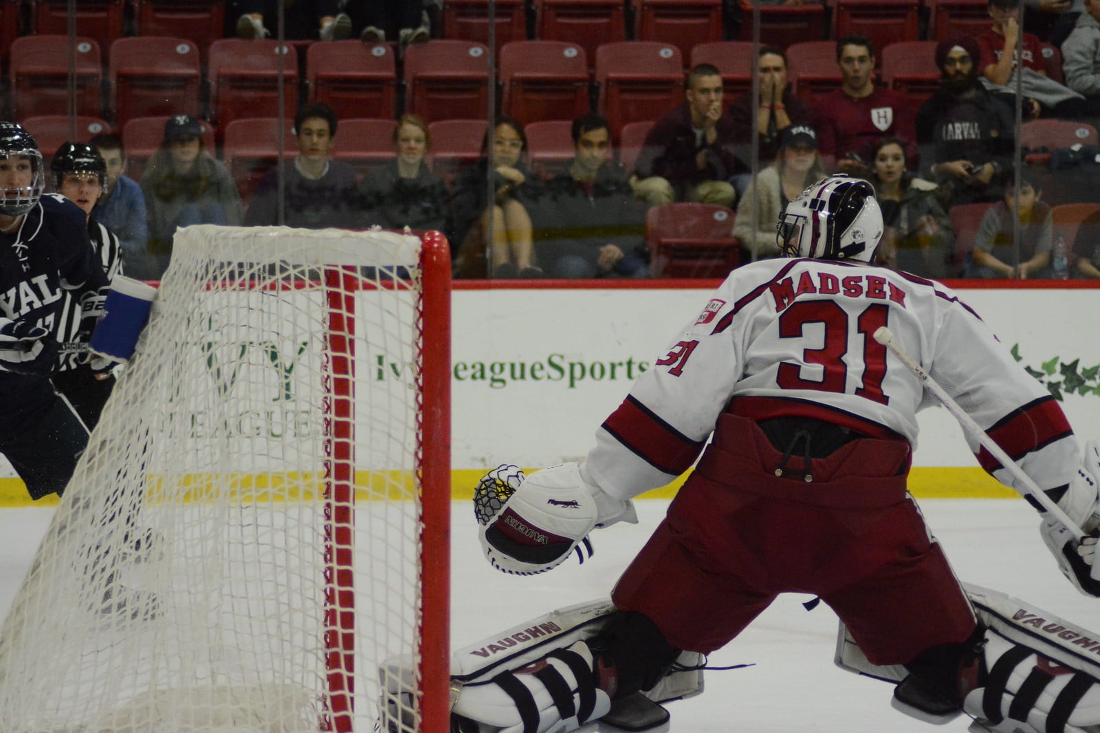 Tri-captain Merrick Madsen had a rough night on Friday at the hands of Yale. He brought an extra level of intensity to the Crimson's bout with Brown.