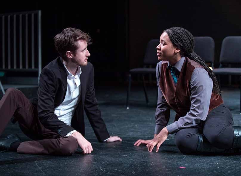 Aundria Brown and Aubie Merrylees in Bedlam's "Saint Joan"
