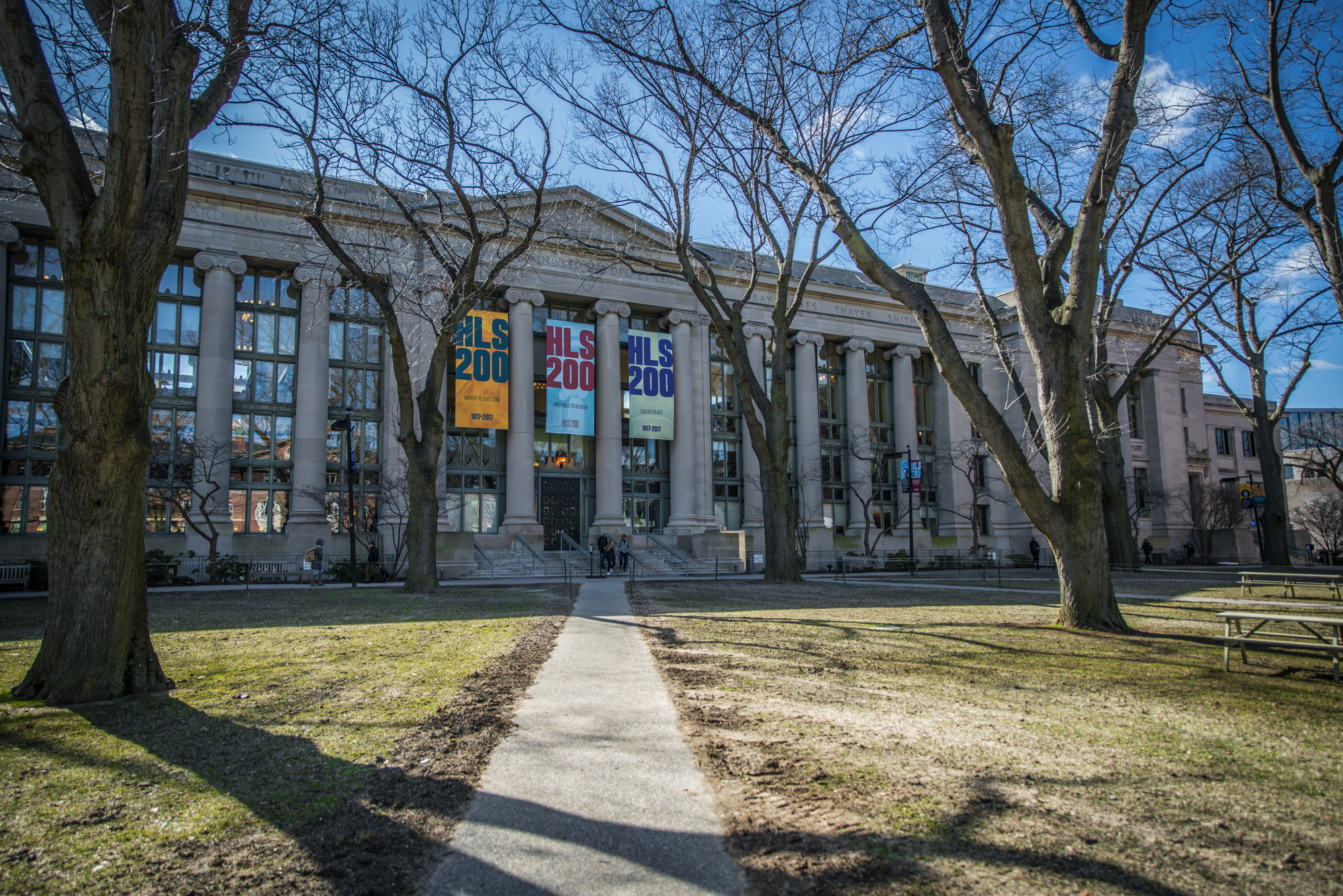 Langdell Hall, part of Harvard Law School, is home to the largest academic law library in the world. 