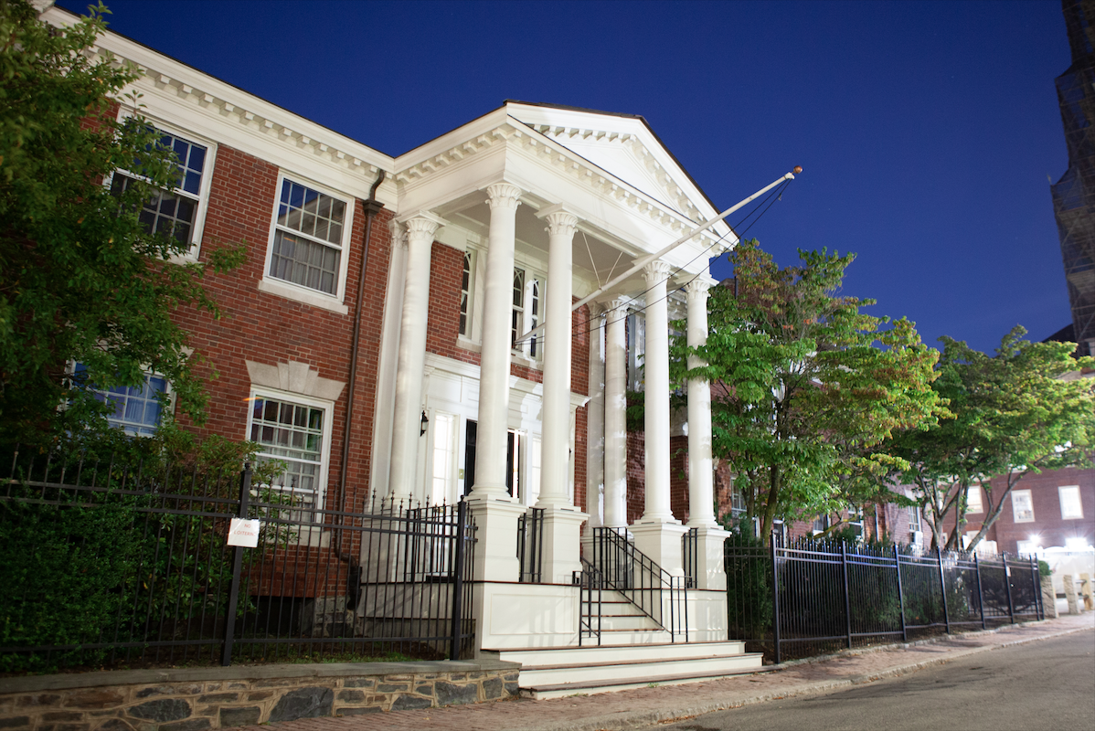 The all-male Fly Club, whose members are helping lead the charge to cancel Harvard's social group sanctions on Capitol Hill.