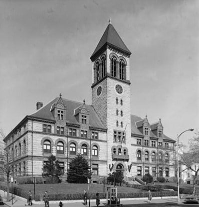 Cambridge City Hall in the 1960s, around the time Jane Britton '67 was murdered.
