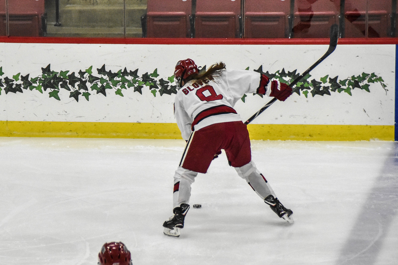 Sophomore defender Kate Glover winds up for a shot against UMass.