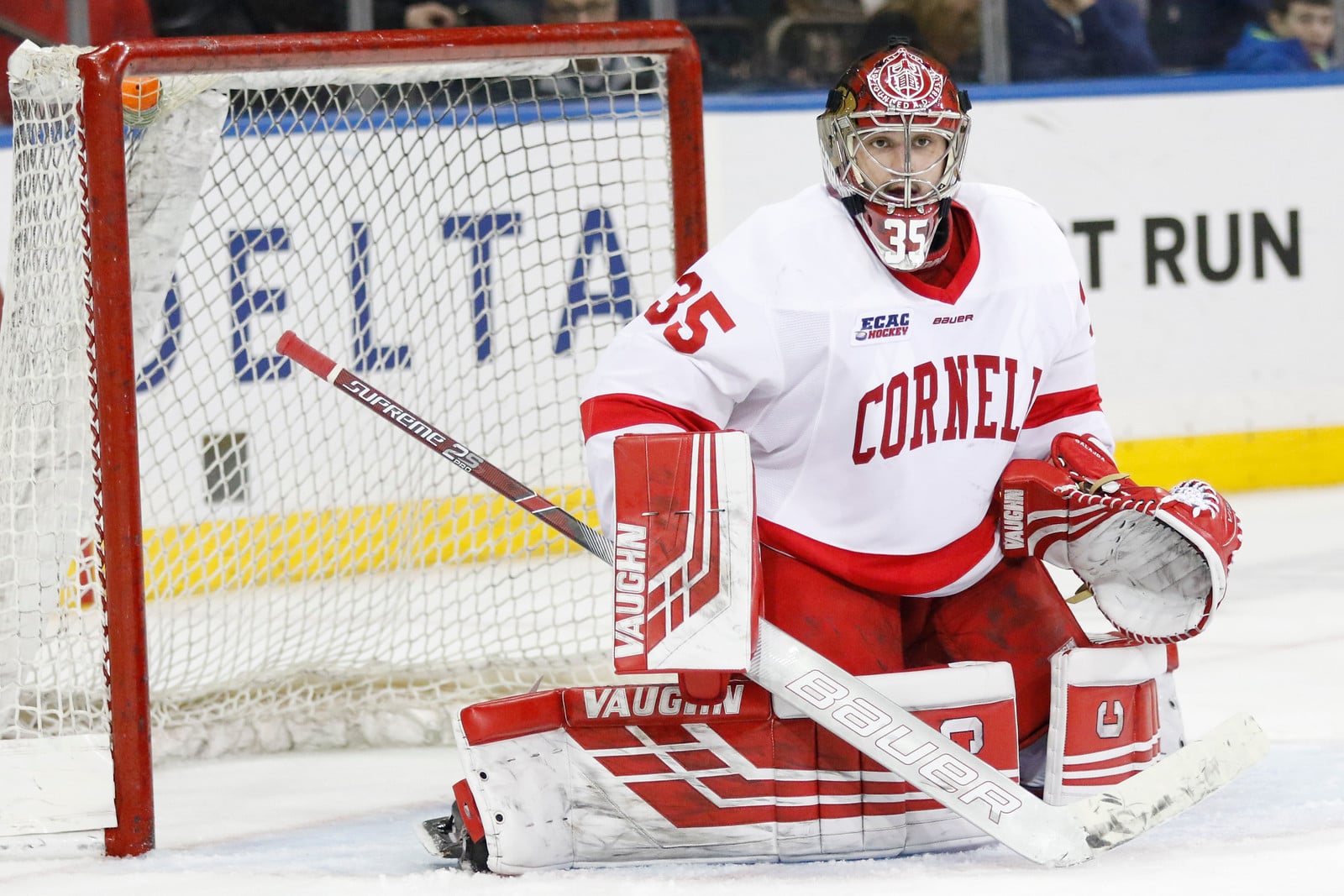 Big Red net-minder Matt Galajda stymied the Crimson attack on Friday, posting a 25-save shutout.
