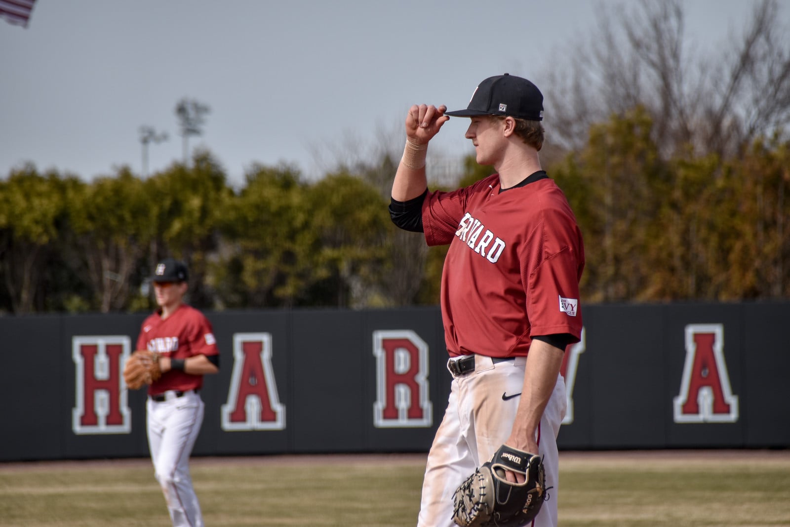 First baseman Patrick McColl takes his position in last weekend's series against Princeton.